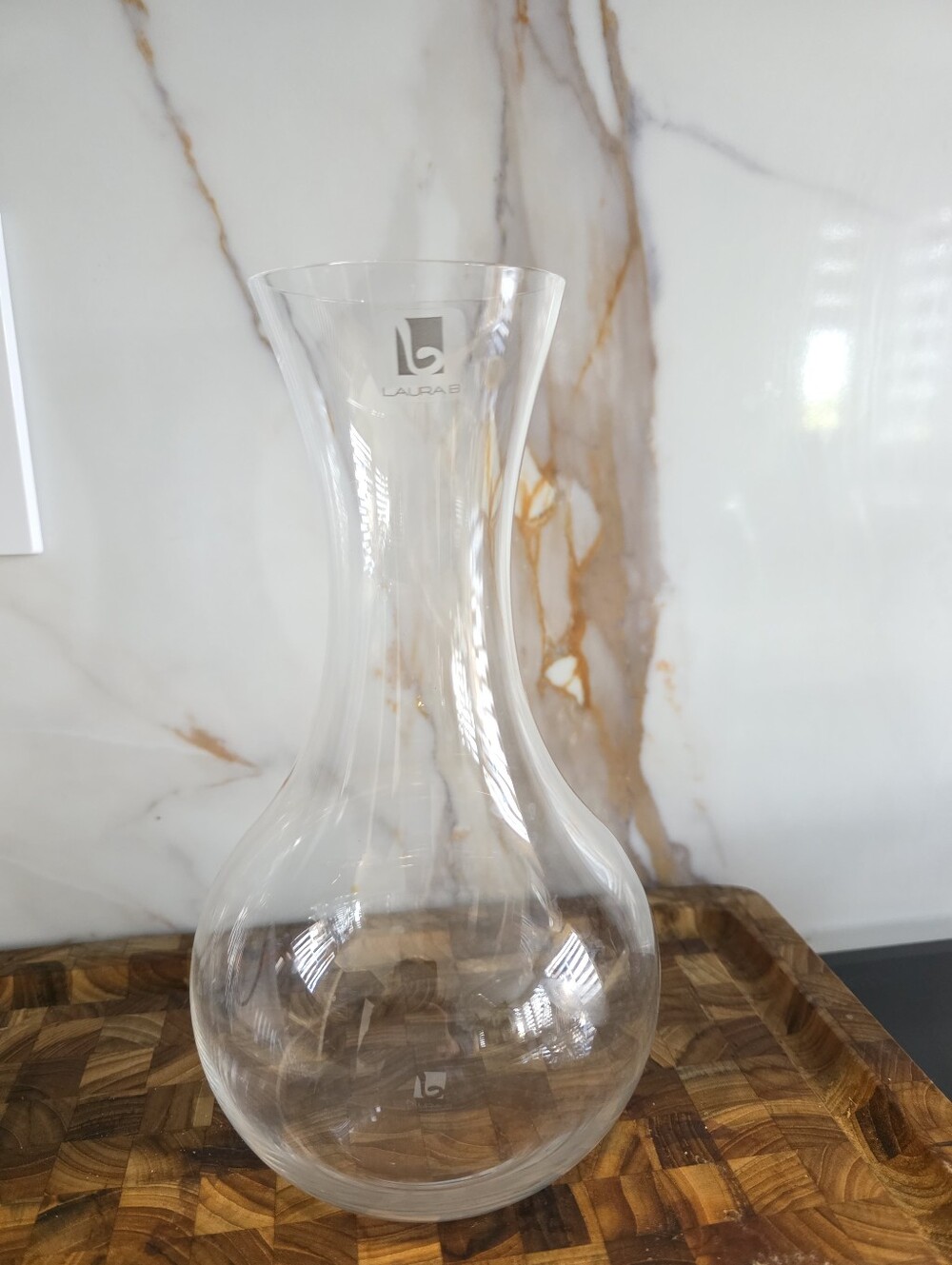 Laura B Clear Glass Carafe - Elegant Transparent Pitcher Wine Decanter